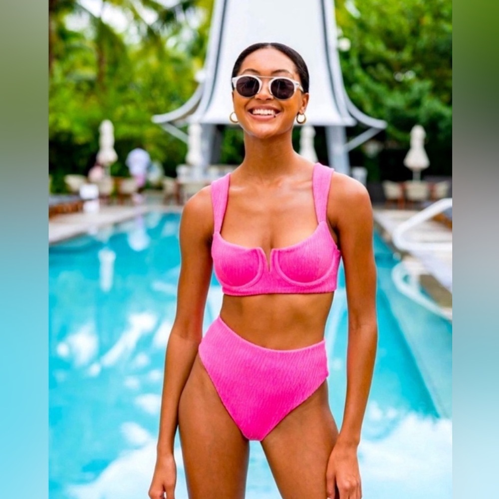 NEW! Kenny Flowers Caicos Luxe Crinkle Stretch High Waist Bikini Bottom S, M, L